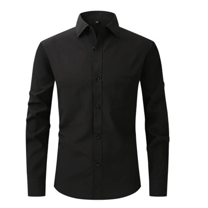 Black Shirt For Men Fashion Long Sleeve Cotton Shirt Casual Dress Shirts