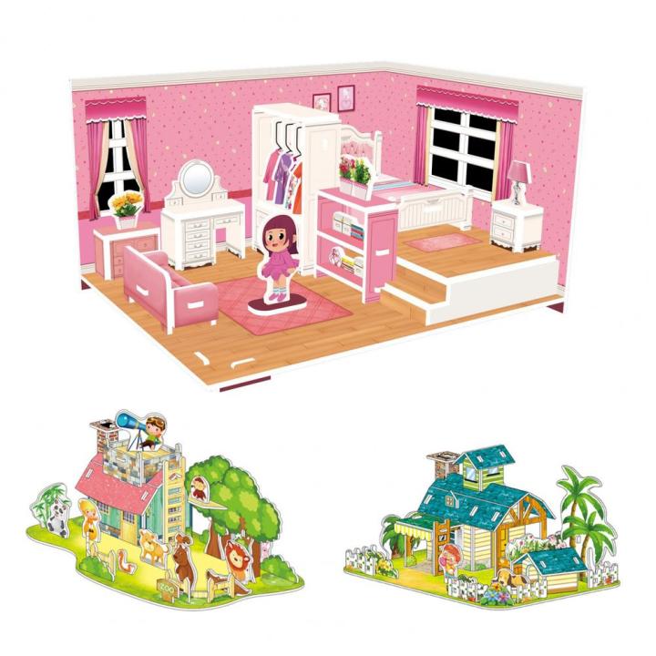 4Pcs/Set%20Puzzle%20Toy%20Fine%20Workmanship%20Concentration%20Capability%20Easy%20to%20Install%20Children%20House%203D%20Jigsaw%20Birthday%20Gift%20-%20Image%204