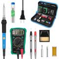 KOGEEK 60W Digital 200-450°C Temperature Adjustable Soldering Iron Kit Electric Multimeter Desoldering Pump Professional Welding Tool Simple Set. 