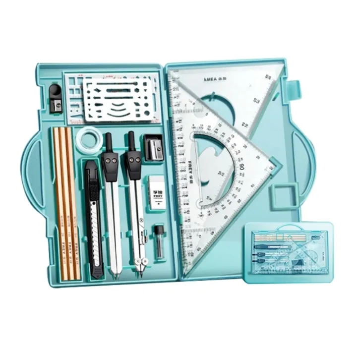 18Pcs%20Geometry%20Set%20Drawing%20Template%20Protractor%20Set%20with%20Shatterproof%20Storage%20Box%20Drawing%20Tools,%20Drafting%20Set%20Amour%20zii%20-%20Image%202