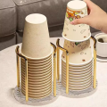 Luxury Gold Disposable Paper Cup Storage Holder Water Tea Cups Dispenser Rack Shelf With Longer Stick Coffee Mug Display Stand. 