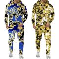 Luxury Golden Pattern Men's 3D Print Zipper Hoodie/Tracksuit Set Baroque Court Crown Vintage Street Wear Men/Women Clothing Suit.