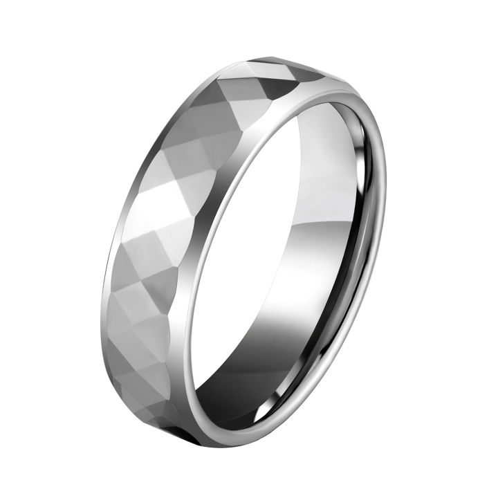 In Stock Hexagon Finished Silver High Polished Tungsten Carbide Rings For Men Carbide Rings Fashion Jewelry Rings