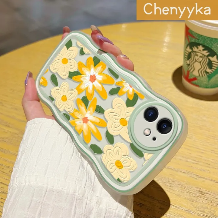 Chenyyka%20For%20Realme%209i%20Case%20Fashion%20Literary%20Flower%20Pattern%20Colorful%20Lovely%20Wave%20Border%20Soft%20Clear%20Shockproof%20Phone%20Cases%20Creative%20Camera%20Transparent%20Casing%20Simple%20Gentle%20Protective%20Cover%20-%20Image%203