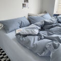 Solid color double four-piece bedding set household sheets duvet cover washed cotton bed sheet style double dormitory.