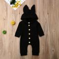 (New)Newborn Baby Girl Boy olid Hooded One-Piece Romper Jumpuit Outfit Clothe.