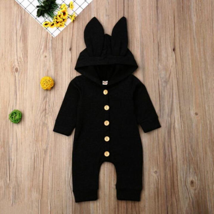 (New)Newborn Baby Girl Boy olid Hooded One-Piece Romper Jumpuit Outfit Clothe