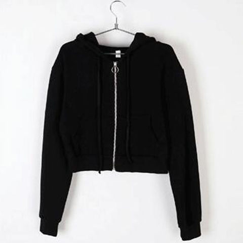 Spring%20and%20Autumn%20New%20Cardigan%20Cropped%20Top%20Korean%20Version%20Hooded%20Sweatshirt%20Women's%20Thin%20Solid%20Color%20Student%20Zipper%20Small%20Jacket%20Looks%20Thin%20-%20Image%205