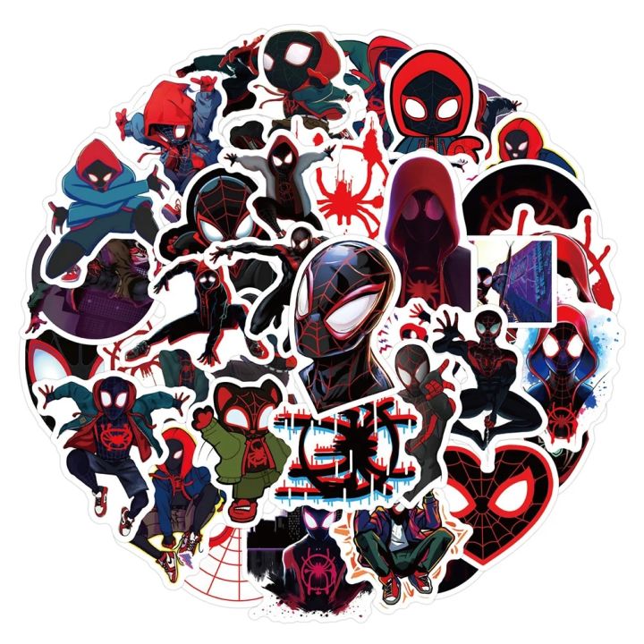 10/30/50pcs Disney Spider Man Miles Morales Stickers Cool Superhero Toy Sticker Laptop Bike Scrapbooking Stationery Kids Decals