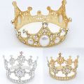 Fashion Simple Pearl Rhinestone Small Round Crown Headdress Birthday Cake Decoration Children's Sweet And Cute Hair Accessories. 