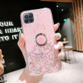 Casinglee for OPPO F17 case Shiny Ring Glitter Soft Transparent Holder Stand Back cover with String for OPPO F17 Phone cases cover Stars Moon Girls. 