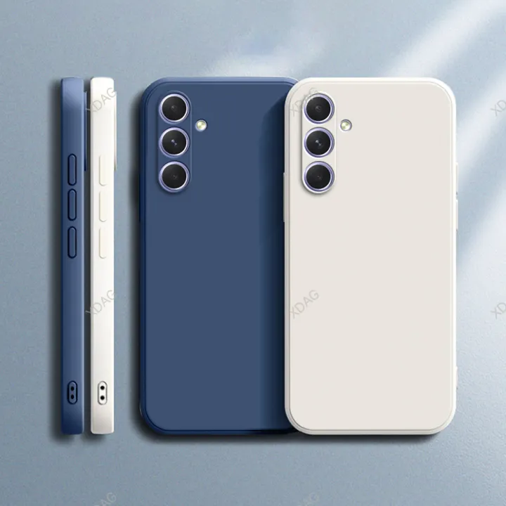 Luxury Original Phone Case for Samsung Galaxy A55 5G Soft Square Liquid Silicone Camera Lens Protection Couples Back Cover Funda