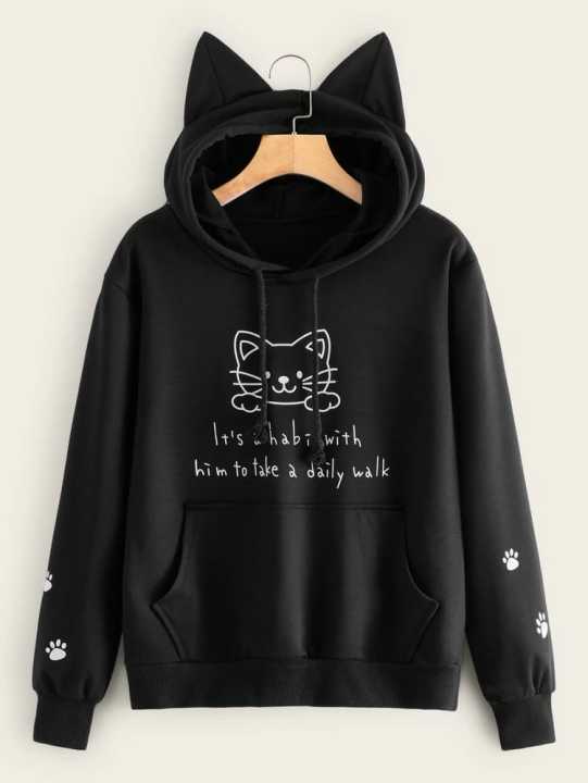 New Elegant Ladies Winter Fashion New cat Hoodie for women