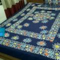 Blue Colour Combined Mombatic Bedsheets. 