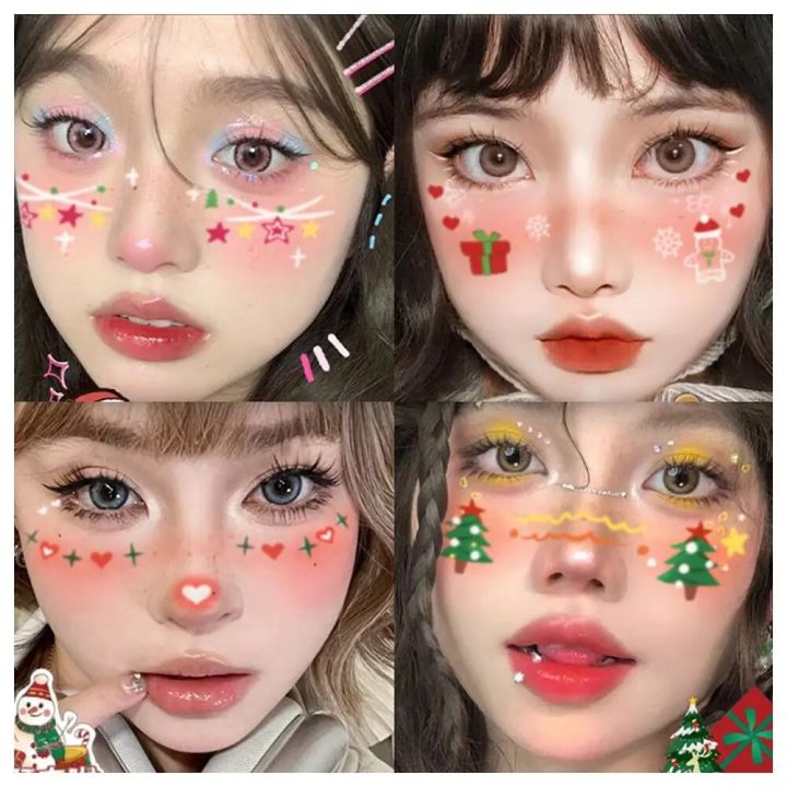 Christmas%20Makeup%20Face%20Stickers%20Disposable%20Tattoo%20Sticker%20Cute%20Xmas%20Tree%20Love%20Sweet%20Waterproof%20Korean%20Makeup%20Decorative%20Stickers%20-%20Image%202