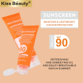 Kiss Beauty Sunscreen Moisture & Lightweight UVA/UVB Protection SPF 90 PA+++ Waterproof Long Lasting. 