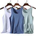 3 Seamless Ice Silk Men's Vest Summer round Neck Exercise Sleeveless White Undershirt Men's Thin Large Size. 