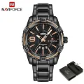Naviforce NF9117 - Black Stainless Steel Analog Watch for Men - RoseGold & Black. 