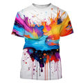 Color Splash Ink Drop Color 3D Printing T-shirt Starry Sky Harajuku Style T-shirt Men and Women Fashion Case Actual T-shirt Kids. 