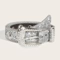 Men Women Rhinestone Belt Western Cowgirl Cowboy Bling PU Leather Belt Jeans Pants for Trendy Costume Accessories Eyelet Belt. 
