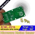 5Pcs RCWL-0516 RCWL 0516 Microwave Radar Sensor Module Super Sensitive 360 Degree Microwave Human Body Motion Sensor Module Induction Switch Module RCWL0516 Human Body Motion Smart Switch Module - 7 meter Rang.