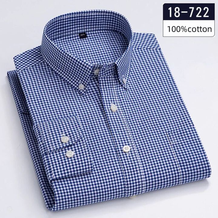 Luxury%20hight-qulity100%25%20Cotton%20Full%20plain%20shirt%20slim%20fit%20formal%20shirts%20for%20men%20soft%20plaid%20tops%20sligle%20pocket%20Office%20clothes%20-%20Image%205