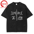 Unique Men's Pi Number Gift For Pi Day T-Shirt Vintage Washed Cotton Tshirt Math Algebra Teacher Gift Mathematics Tee Shirt. 