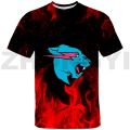 Hip Hop Anime Mr Wolf Beast Lightning Cat 3D T-shirt Harajuku Graphic T Shirts Men Clothing Kids Short Sleeve Oversized T Shirt.