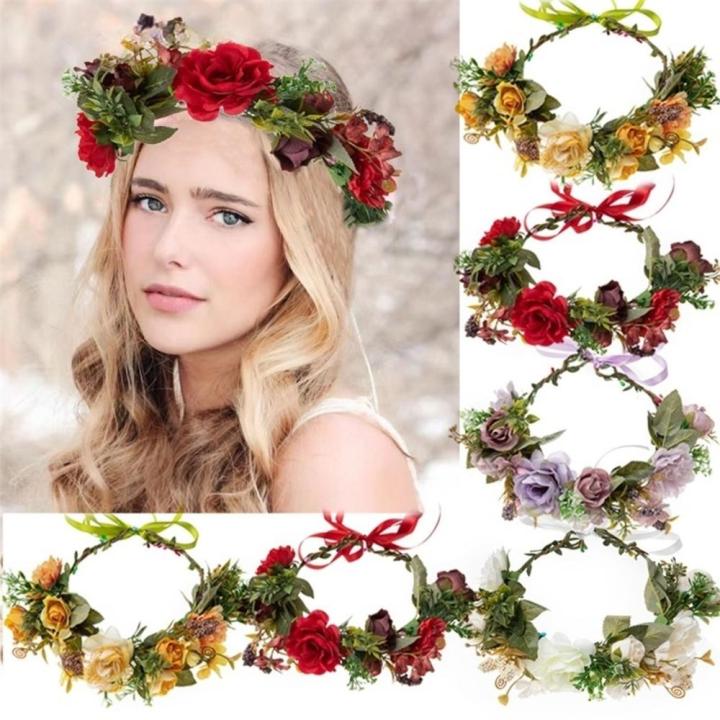 Festival%20Accessory%20Flower%20Headband%20%20Rose%20Garland%20Handmade%20Garland%20Hair%20Band%20Hair%20Accessories%20Fabric%20Floral%20Crown%20for%20Festival%20Wear%20Bridal%20Accessory%20Photo%20Props%20Bohemian%20Style%20Hair%20Decoration%20-%20Image%204