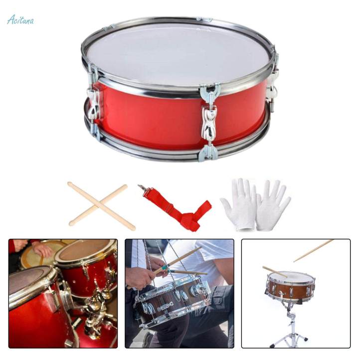 13inch Snare Drum with Shoulder Strap, Music Learning Portable Music Drums Percussion Instrument for Kids Beginners Gifts