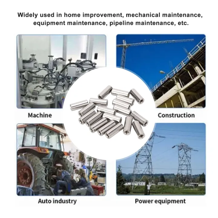 Threaded%20Sleeve%20Rod,%20High%20Strength%20M6x1.0%20Round%20Coupling%20Nut%20Stainless%20Steel%2020%20Pcs%20for%20Mechanical%20Maintenance%20-%20Image%204
