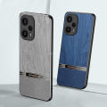 Vantime for Xiaomi Poco F5 / Redmi Note 12 Turbo 5G Case Lens Protection Wood Grain Hard Cover. 