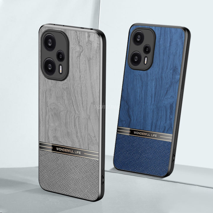 Vantime%20for%20Xiaomi%20Poco%20F5%20/%20Redmi%20Note%2012%20Turbo%205G%20Case%20Lens%20Protection%20Wood%20Grain%20Hard%20Cover%20-%20Image%205
