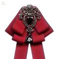Pre Tied Bow Tie Brooch Pin Retro Style, with Long Ribbon , Adjustable ,Rhinestone Clothing Accessories Necktie for Wedding Teens. 