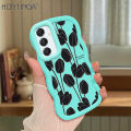 Hontinga for Samsung A16 A15 A14 A13 4G 5G A12 A11 A10S Back Cover Black Tulip Luxury Phone Cover Soft Silicone Macaron Wave Mobile Case. 