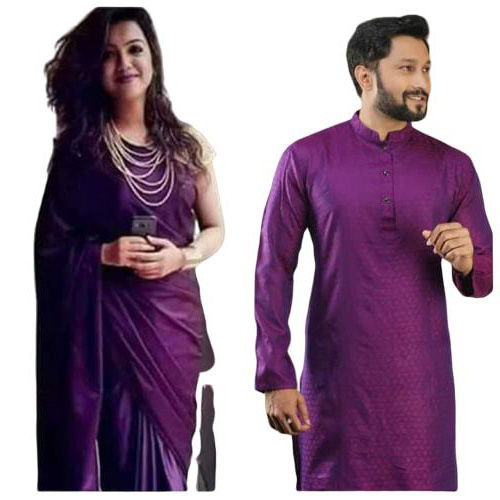 Silk%20Couple%20Dress%20Saree%20&%20Panjabi%20Combo%20For%20Men%20&%20Women%20-%20Purple%20-%20Sharee%20For%20Women%20-%20Image%203