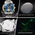 Olevs 2900 model Top Brand Moon Phase Watch Men Stainless Steel Waterpoof Luminous Fashion Skeleton Chronograph Wrist Watch for Men.