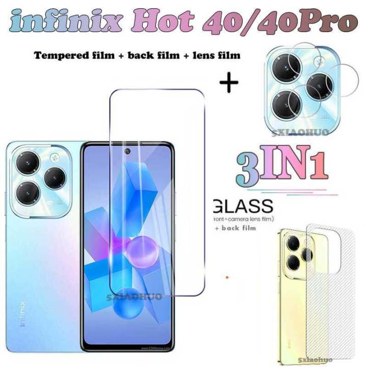 infinix Hot 40 Tempered Glass infinix Hot 40 Pro Screen Protector infinix Hot 40i Full Cover Screen Matte Privacy Glass 3In1 Carbon fiber back film