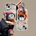 Case Cover For OPPO A17 A16 A15 A3S A5S A12 A12E A54 A31 A9 A5 2020 A55 A53 A32 A33 A57 5G A74 A95 F19 A76 A96 A52 A72 A92 cover Keychain Wavy Texture Cartoon Cute 3D Doraemon Bracelet Soft Silicone TPU INS Back Cover Fashion Full Protection.