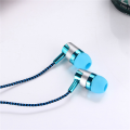 4X H-169 3.5mm MP3 MP4 Wiring Subwoofer Braided Cord, Headphones with Wheat Wire Control(Blue).