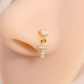 Dangle Nose Ring Ball Pin Shaped Dangling Nose Stud Heart Shape Indian Nose Piercing Jewelry with Charm. 