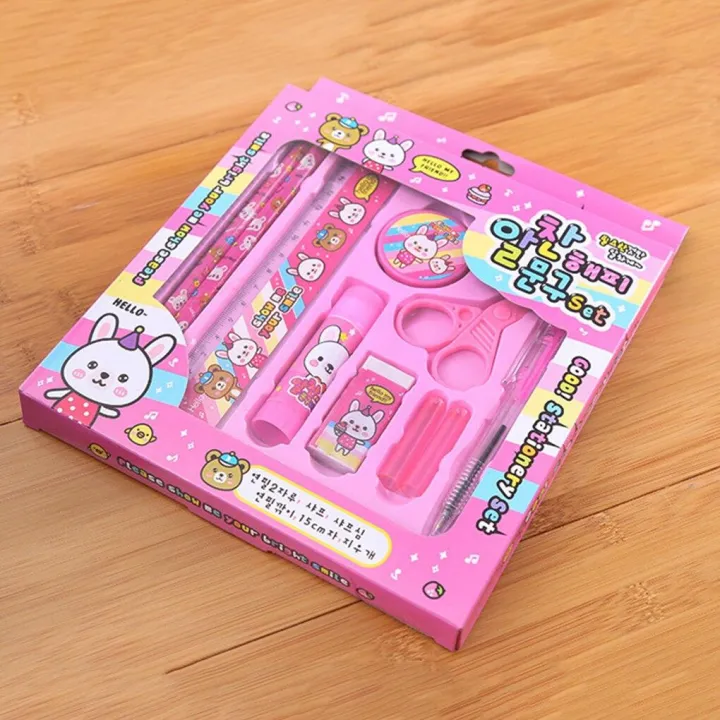10pcs%20Kids%20Stationery%20Set%20%20For%20Girls%20and%20Boys-Pink%20-%20Image%203