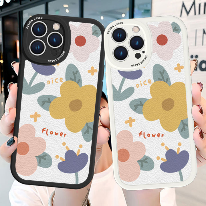 Hontinga%20for%20iPhone%2014%20Pro%20Max%20Back%20Cover%20PU%20Leather%20Beautiful%20Flowers%20Print%20Case%20Soft%20Silicone%20Edge%20Phone%20Cases%20-%20Image%203