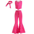 Girls New Movie Barbi Costume Margot Robbie Barbe Pink Top+Trousers Kids Halloween Cospaly Children Clothes. 