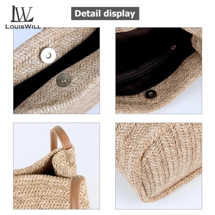 LouisWill%20Fashion%20Women%20Bucket%20Bag%20Straw%20Bags%20Woven%20Shoulder%20Bag%20Handbag%20Crossbody%20Bag%20Leisure%20Style%20Suitable%20for%20Casual%20Summer%20-%20Image%206