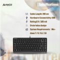 A4TECH FK11 Wired Mini Keyboard - Compact Size - Sleek Round-Square Keycaps - Multimedia Hot Keys - USB - For PC/Laptop - Black.