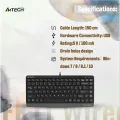 A4TECH FK11 Wired Mini Keyboard - Compact Size - Sleek Round-Square Keycaps - Multimedia Hot Keys - USB - For PC/Laptop - Black. 