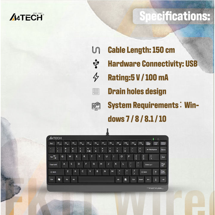 A4TECH%20FK11%20Wired%20Mini%20Keyboard%20-%20Compact%20Size%20-%20Sleek%20Round-Square%20Keycaps%20-%20Multimedia%20Hot%20Keys%20-%20USB%20-%20For%20PC/Laptop%20-%20Black%20-%20Image%203