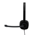 Logitech H151 Wired Headset, Stereo Headphones with Rotating Noise-Cancelling Microphone, 3.5 mm Audio Jack, In-Line Controls, PC/Mac/Laptop/Tablet/Smartphone - Black.