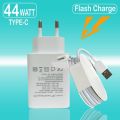 Vivo 44W Flash Charging Adapter With Type-C Cable QuickCharge 4.0 44W Flash Charger Compatible with Vivo V25 V25e V23 V23e Y73 Z1x Z5 V19 V20 V20 Pro V20 SE V21 and other Smartphones. 